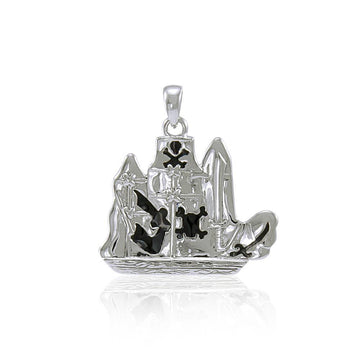 Pirate Ship Silver Pendant TP3071 - Jewelry